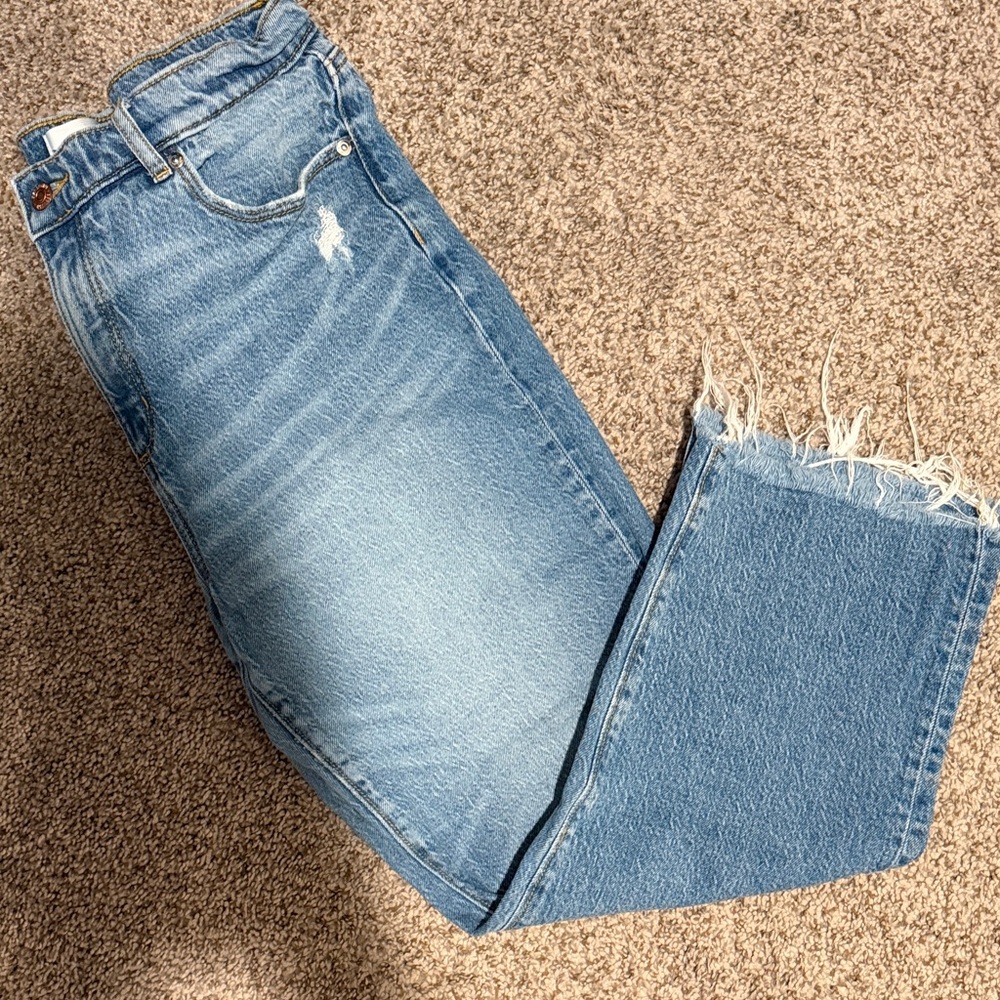 LOFT Light Blue Distressed Ankle Jeans